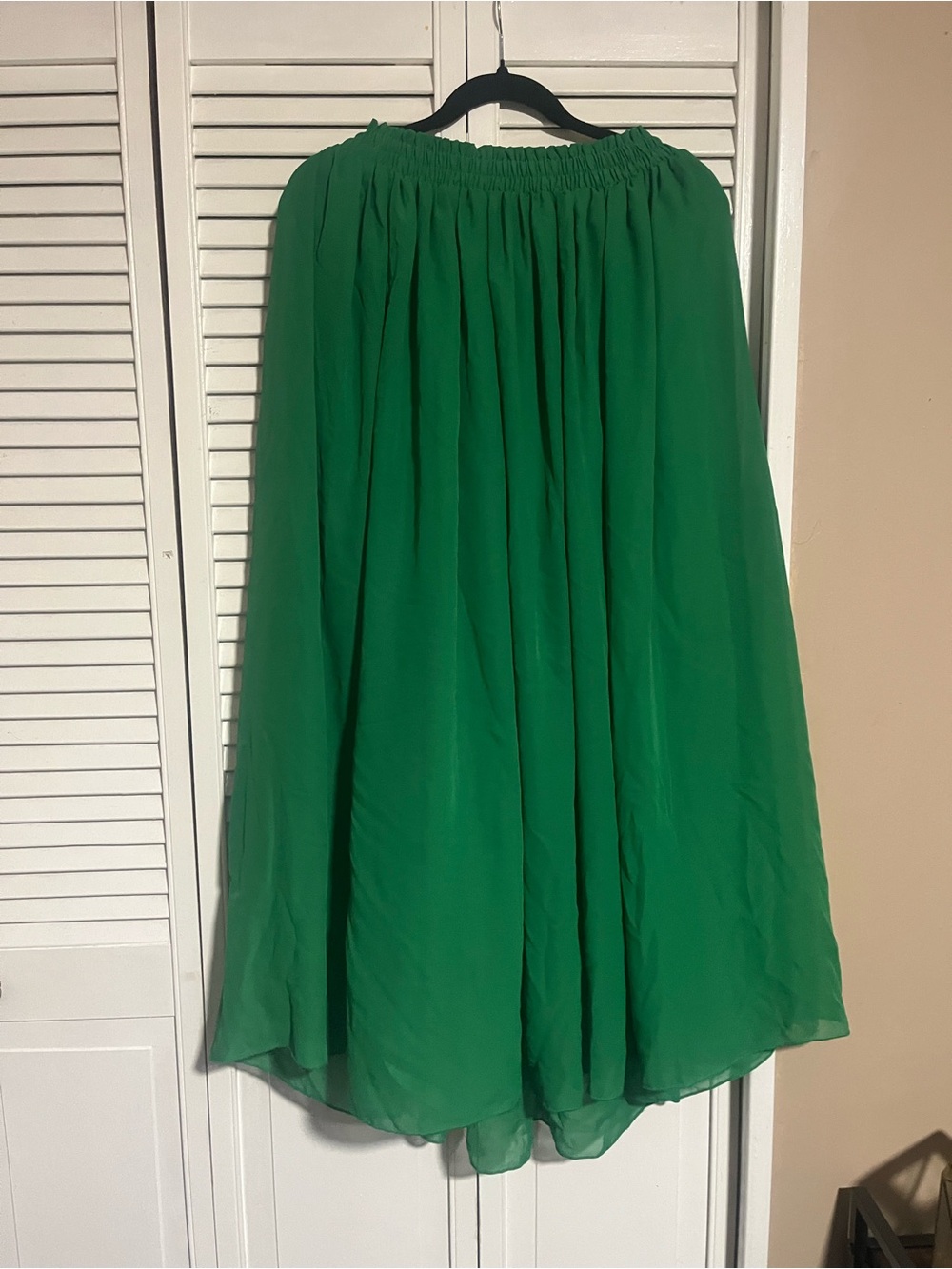 Green Full-Length Elastic Waist Skirt